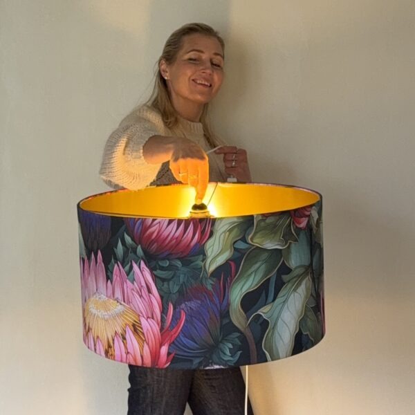 Ndebele Protea Gold Lined Statement Lampshade