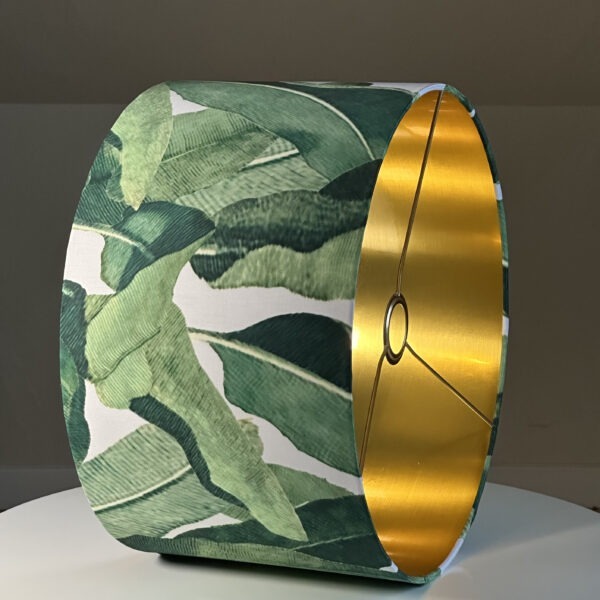 Tropical Green Leaves Gold Lined Statement Lampshade