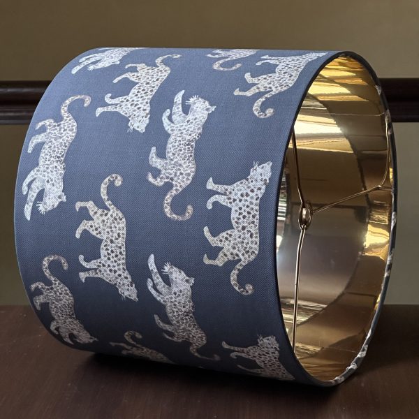 Elegant Grey Leopard Print Gold Lined Lampshade