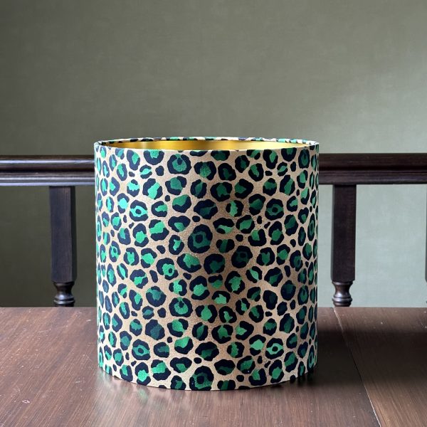 Emerald Green Leopard Print Gold Lampshade
