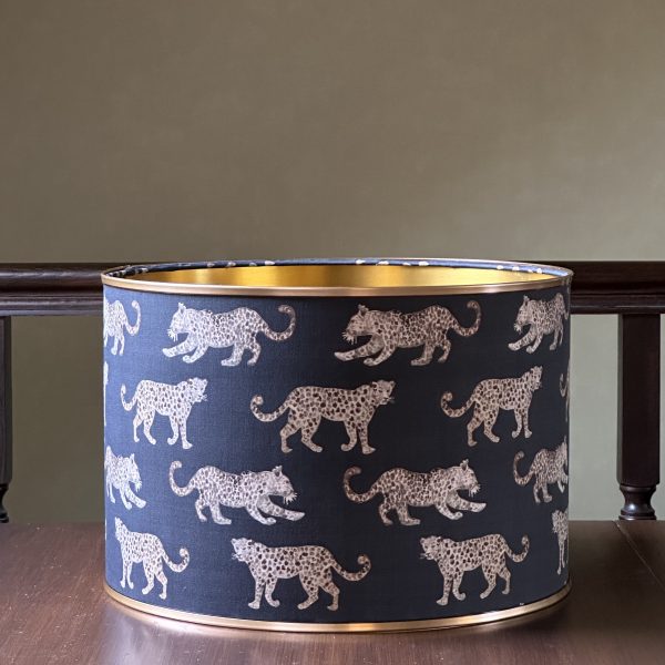 Leopard Parade Grey Gold Trim Lampshade