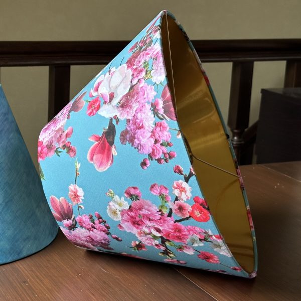 Japanese Magnolia Lampshade with Brushed Gold Lining
