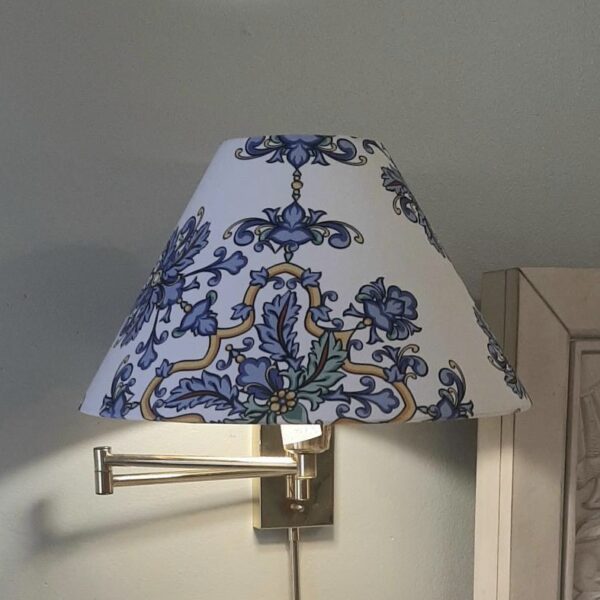 Portuguese Tile Pattern Lampshade with Mirror Gold Lining