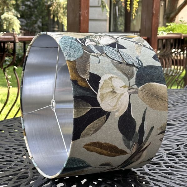 Birds in Mint Paradise Brushed Silver Lampshade
