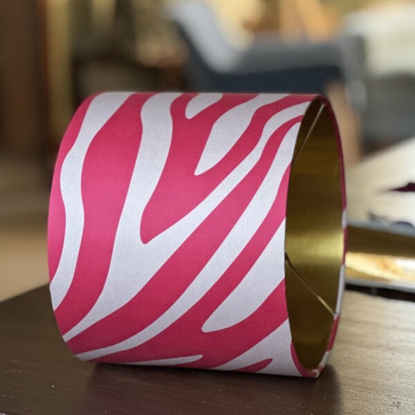 Magenta Zebra Stripes Brushed Gold Lampshade