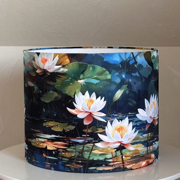 Water Lily Lotus Pond Floral Drum Lampshade