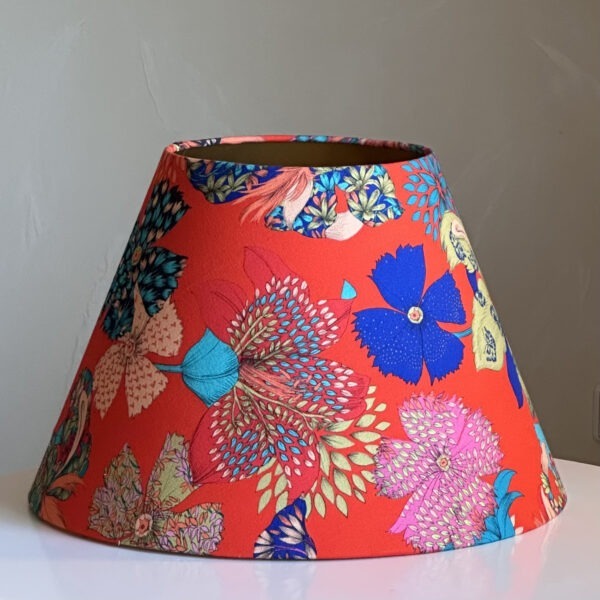 Kimono Floral Coolie Lampshade with Brushed Gold