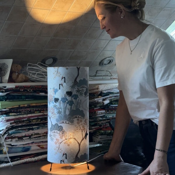 Cranes & Blossoms Handmade Double-Sided Table Lamp