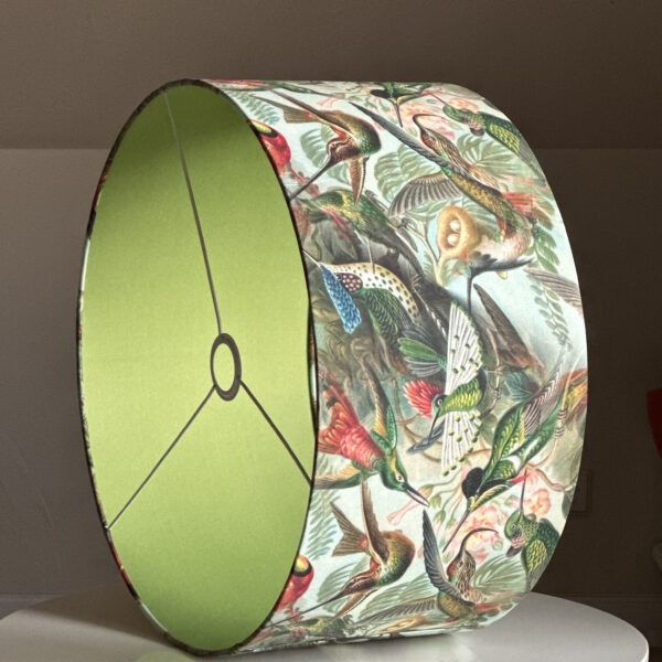 Exotic Bird Paradise Narrow Green-Lined Lampshade