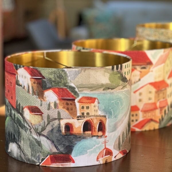 Italian Villa Sunset Mediterranean Gold Lampshade