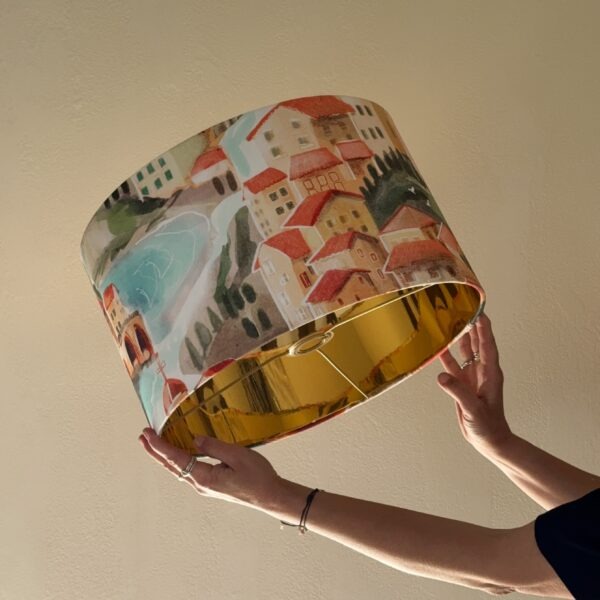 Italian Sunset Villa Gold-Lined Lampshade