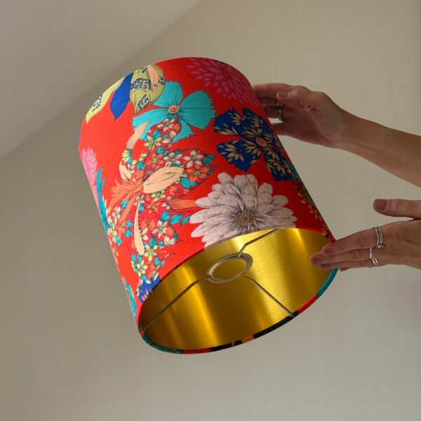 Vibrant Kimono Floral Brushed Gold Lampshade