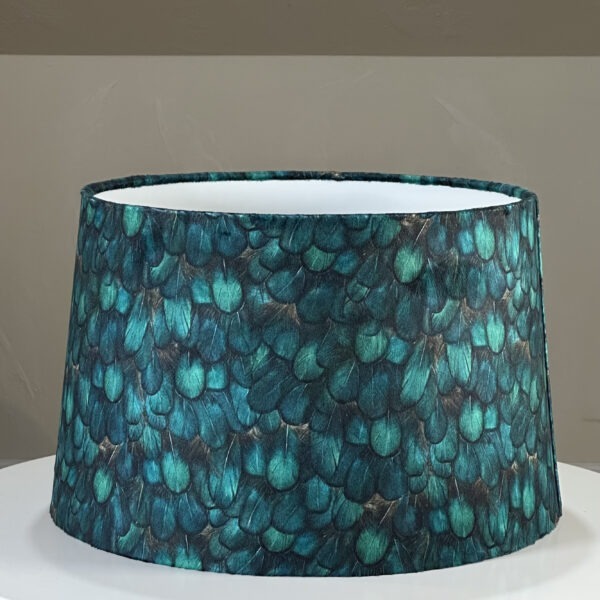 Teal Feather Textured Handmade Lampshade
