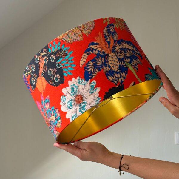 Kimono Flowers Gold-Lined Lampshade