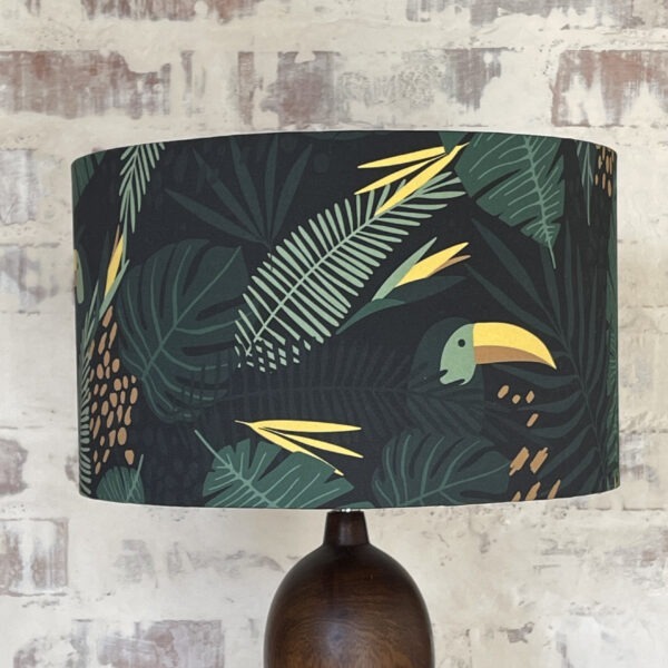 Tropical Toucan Jungle Leaves Drum Lampshade