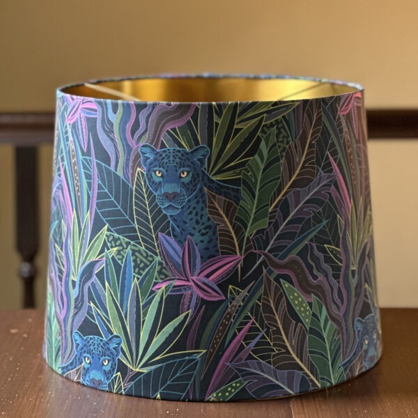 Tropical Midnight Jungle Lampshade with Gold Lining