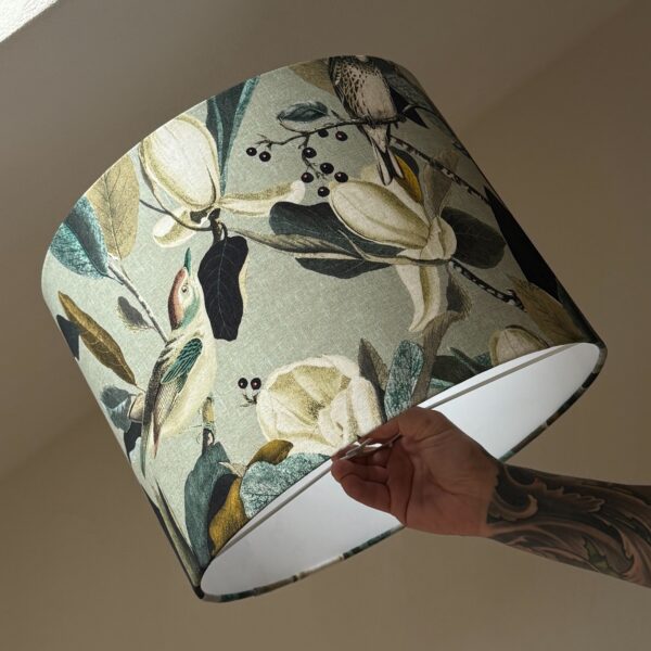 Mint Paradise Birds Lampshade White Inside