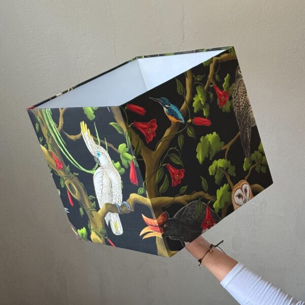 Tropical Bird Chorus Black Square Lampshade