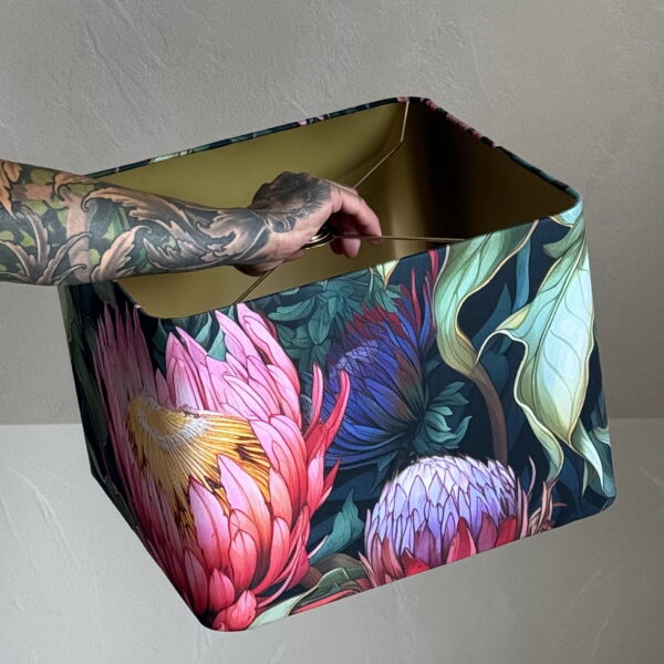 Protea Bloom Rounded Square Gold Lampshade
