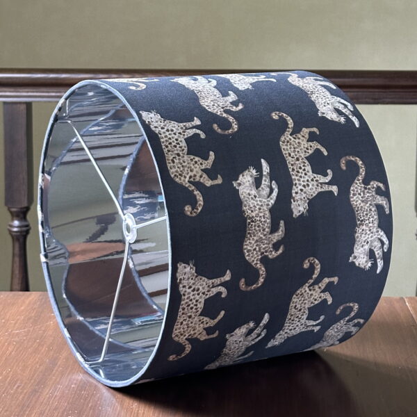 Elegant Grey Leopard Parade Silver Lined Lampshade