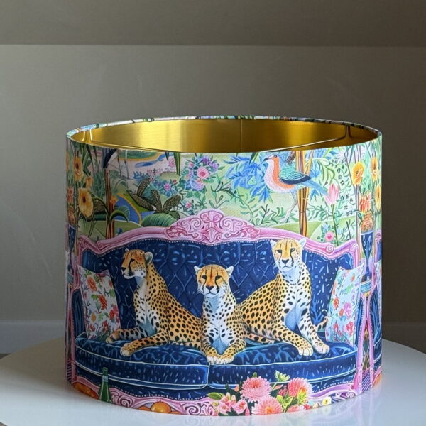 Luxury Cheetah Sofa Jungle Gold-Lined Lampshade
