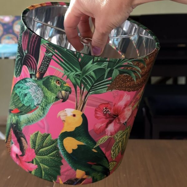 Exotic Tropical Birds Mirror Silver Lined Lampshade