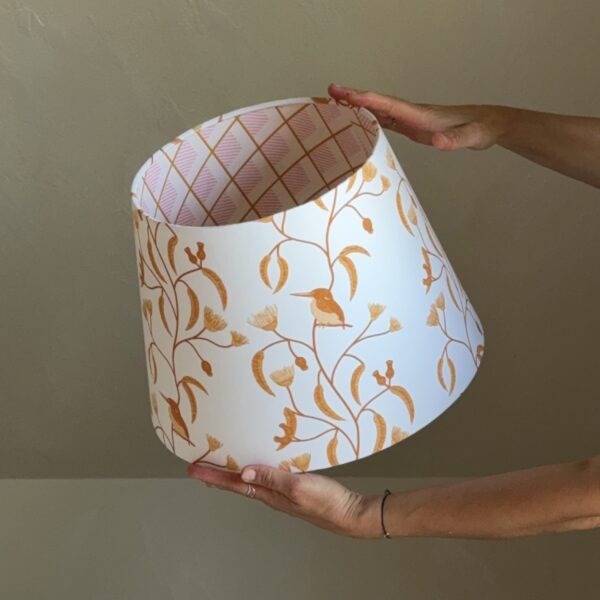 Elegant Bird and Blossom Double Sided Pink Lampshade