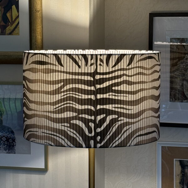 Brown Zebra Stripes Double Sided Drum Lampshade