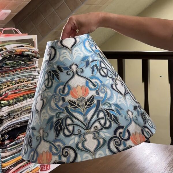 Blue Art Nouveau Floral Fabric Empire Lampshade