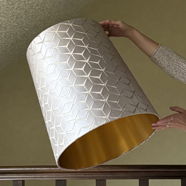Textured Champagne Empire Lampshade – Brushed Gold Lining