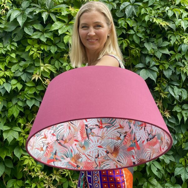 Double-Sided Burgundy Coolie Lampshade – Hummingbird Interior Glow