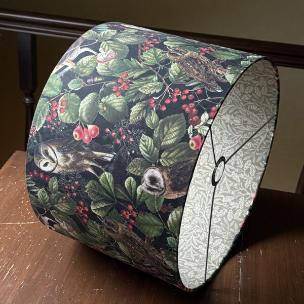 Double-Sided Woodland Owl Drum Lampshade