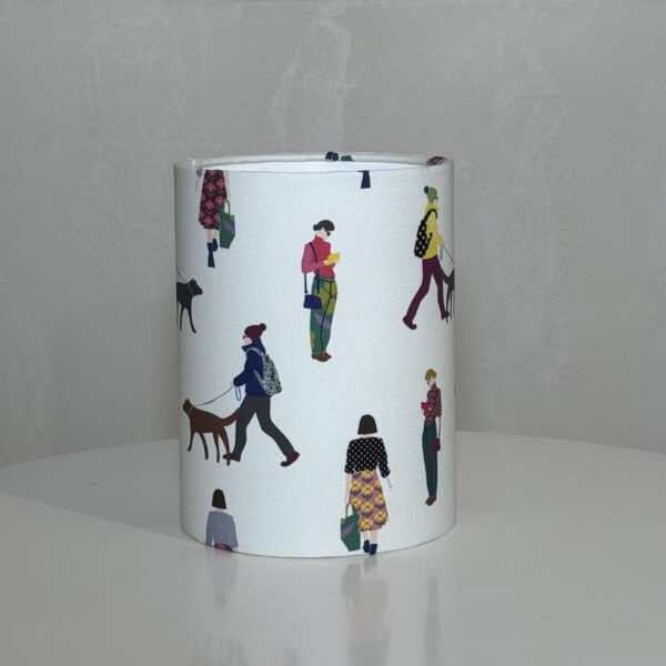 People Walking With Dogs Drum Lampshade