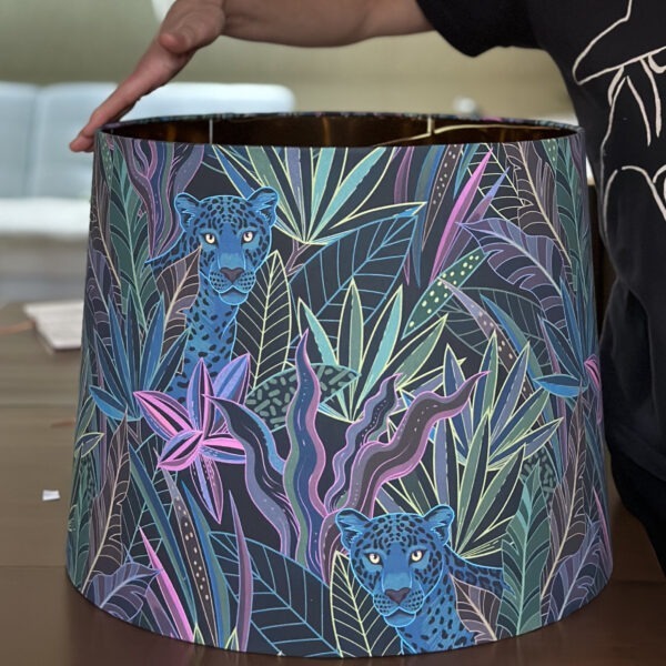 Tropical Midnight Jungle Gold Lined Lampshade