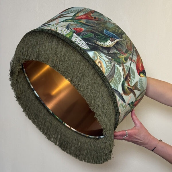Hummingbird Paradise Fringe Copper Lined Lampshade