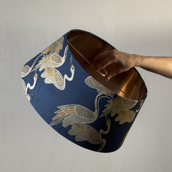 Elegant Blue Crane Coolie Lampshade Copper Lined