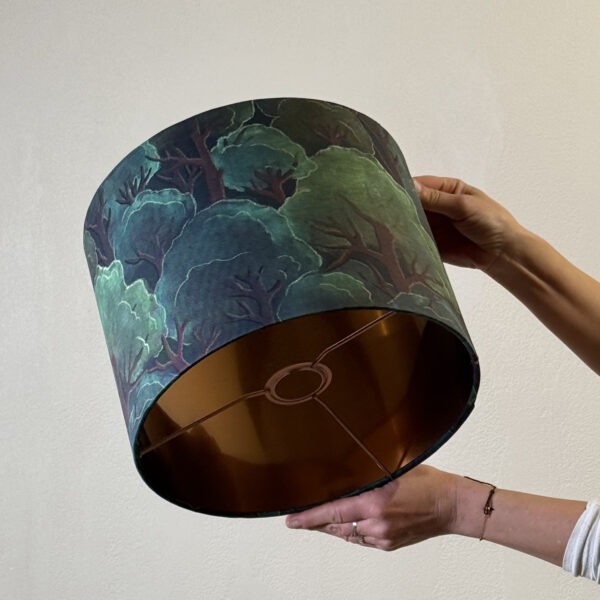 Midnight Forest Brushed Copper Lined Lampshade
