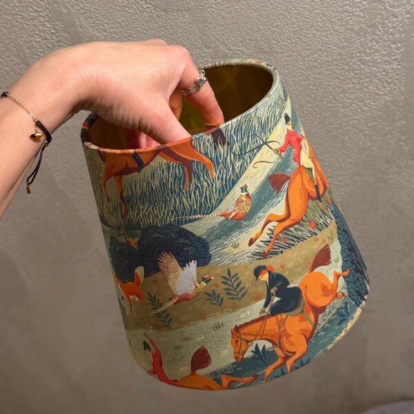 Equestrian Hunt Scene Empire Lampshade Brushed Gold