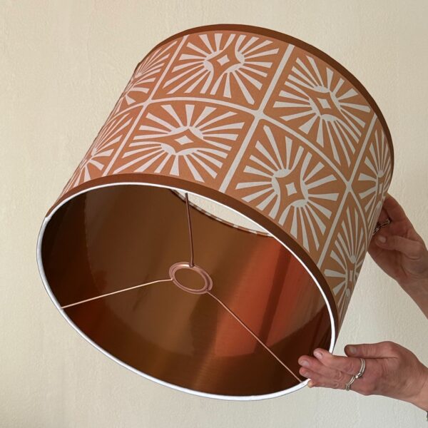 Sunburst Pattern Lampshade Brushed Copper Lining