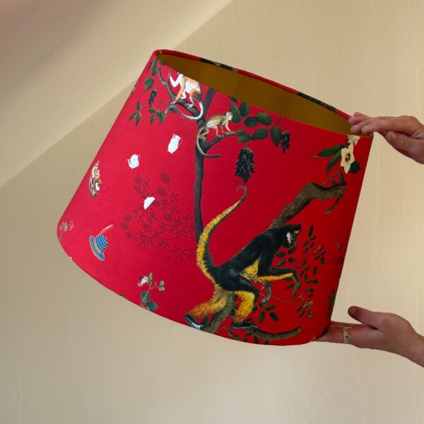Monkey World Red Lampshade Brushed Gold