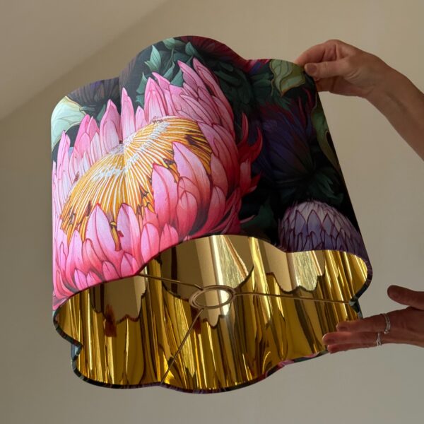 Scalloped Ndebele Protea Mirror Gold Lampshade