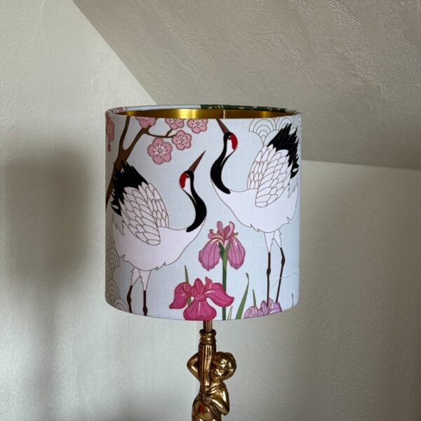 Japanese Crane Blossom Lampshade Gold Lining