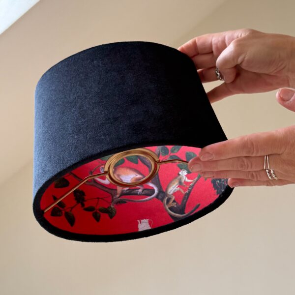Double Sided Oval Velvet Lampshade Monkey Interior