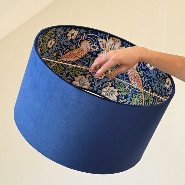 Blue Velvet Double-Sided Strawberry Thief Lampshade