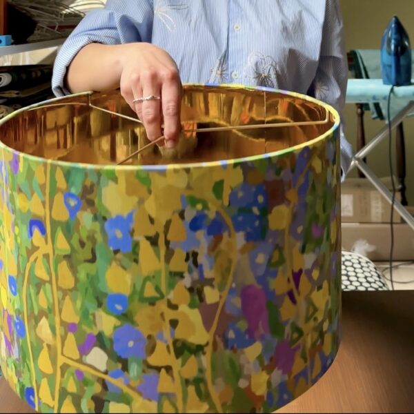 Klimt Flowers and Vines Gold Lined Lampshade