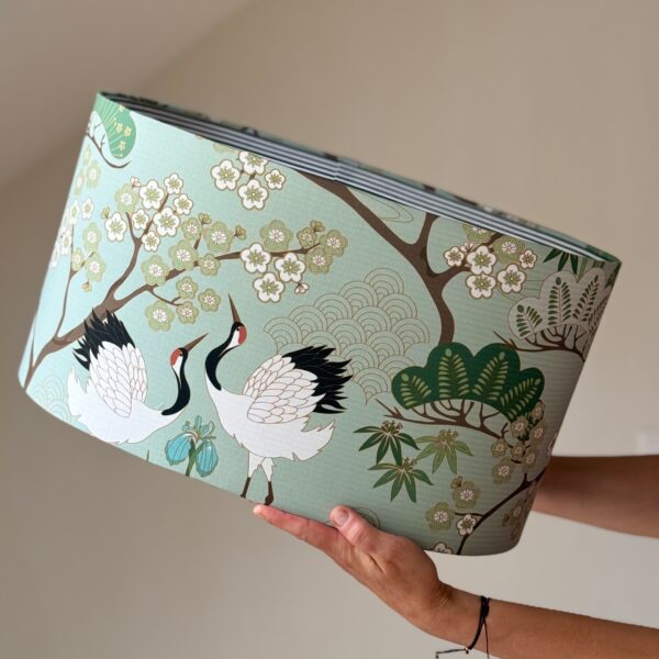 Japanese Garden Cranes Double-Sided Oval Lampshade