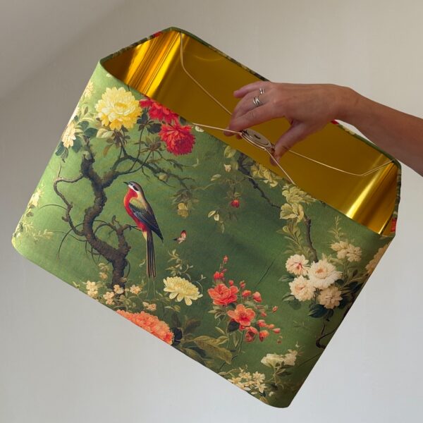 Victorian Birds Rounded Square Gold Lampshade